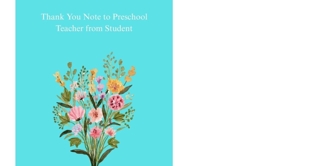 Thank You Note to Preschool Teacher from Student